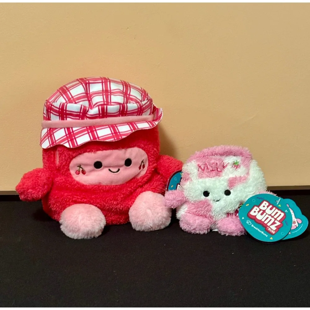 BumBumz by Russ Chloe Cherry PicnicBumz & Sunday Strawberry Milk Plush Set NWT